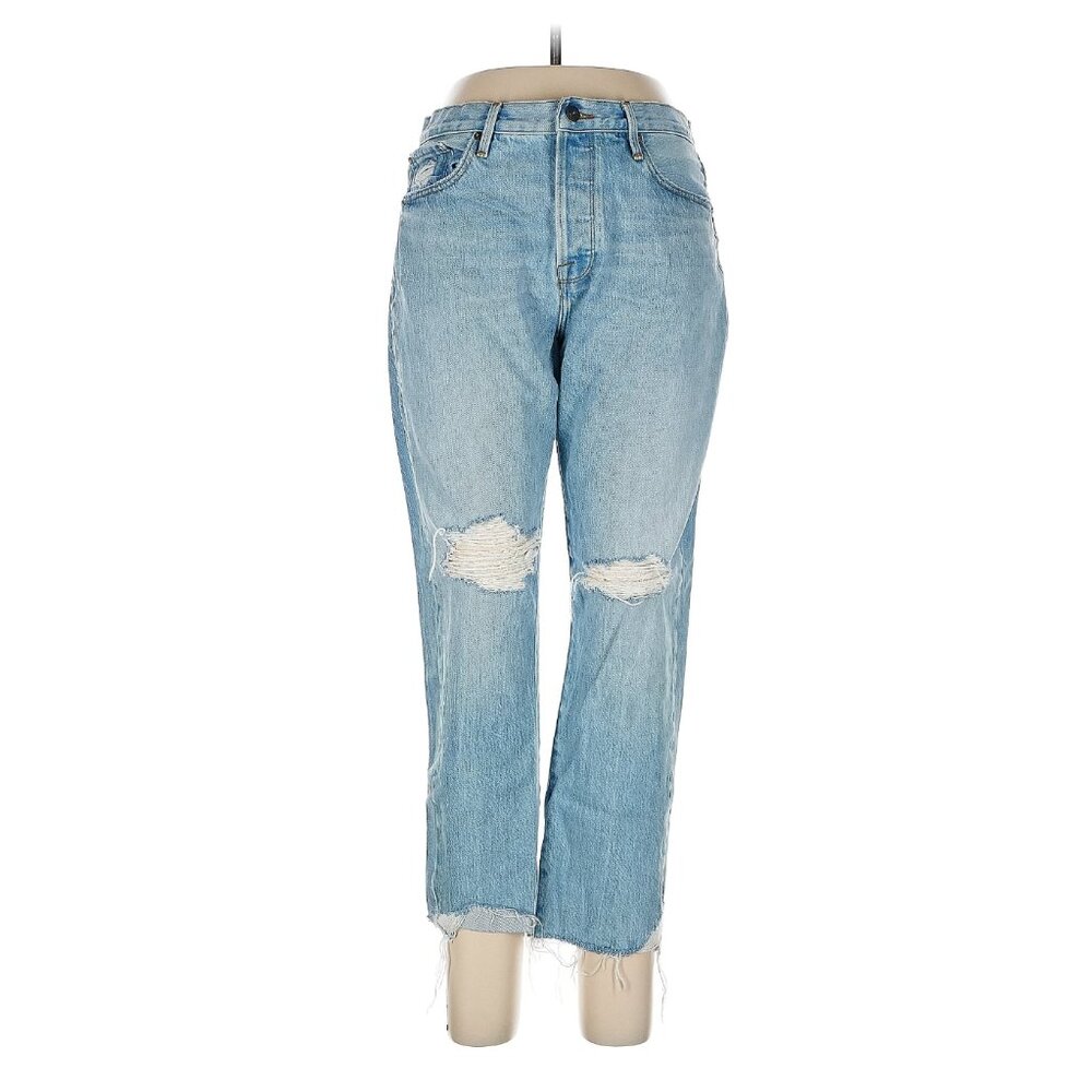 FRAME Size 31 Distressed Light High Rise Straight Jeans
